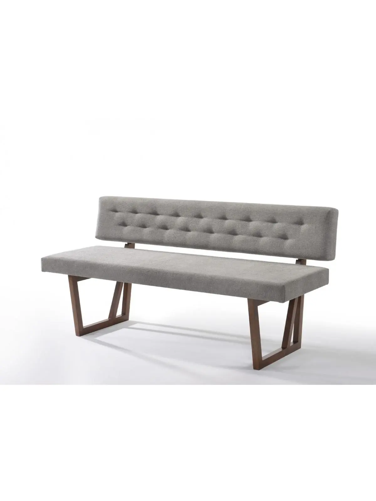 212 MAIN 63 in. Modern Upholstered Linen Blend Dining Bench, Gray & Brown, Seats 2, Requires Some Assembly