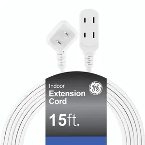 GE-branded UltraPro 3-Outlet Polarized Extension Cord, 15ft., Indoor, White