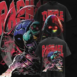 [COLLECTION] Teenage Mutant Ninja Turtles Heroes – Donatello, Raphael, Leonardo & Michelangelo Graphic T-Shirt, Double-Sided Print Tee, Oversized Acid Wash Cotton Shirt, Lightweight Vintage Streetwear, Classic Cartoon Movie Fan Apparel