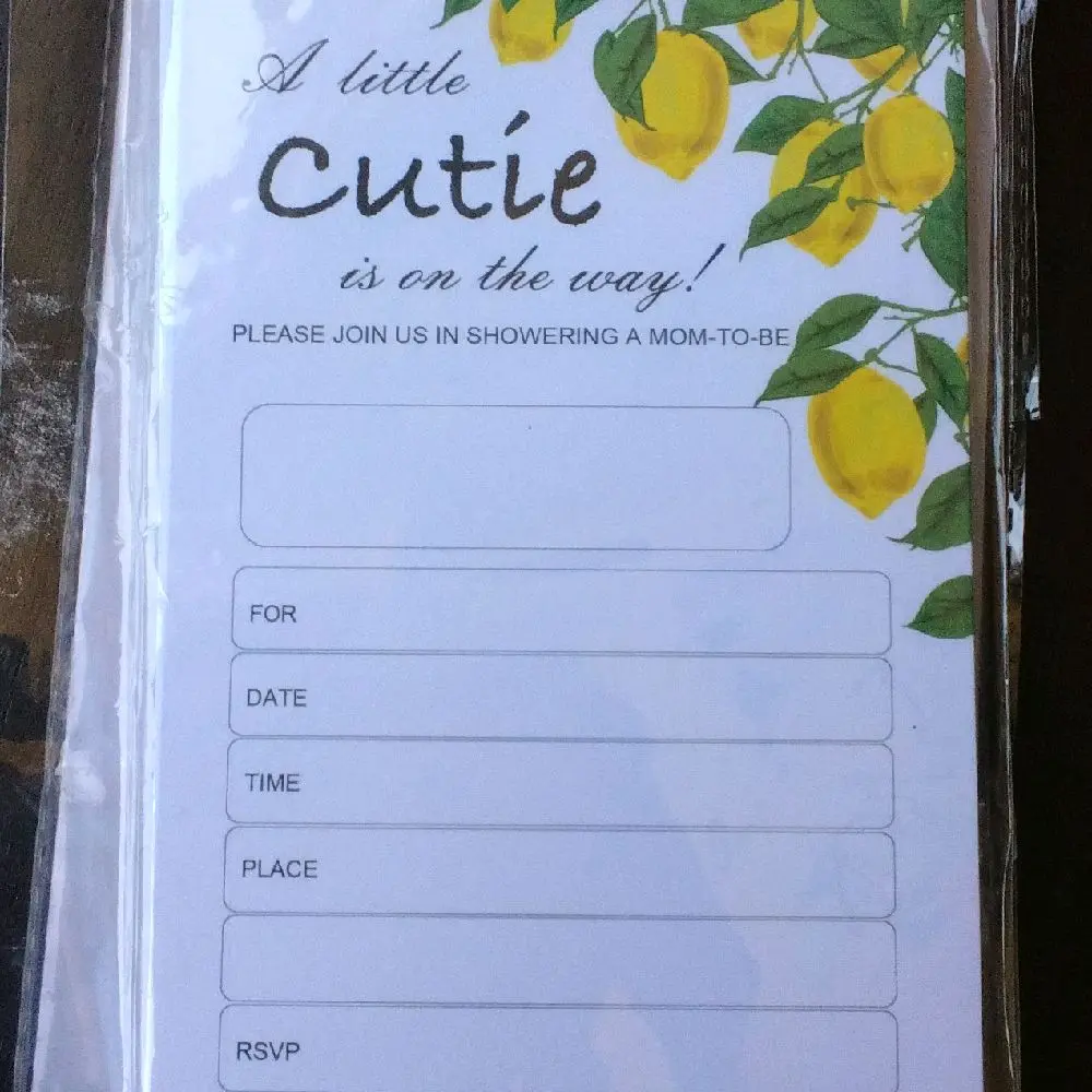 A Little Cutie is on the Way Lemon Theme Baby Shower Invitation Card for Mom-to-be with Space for Date Time & Place