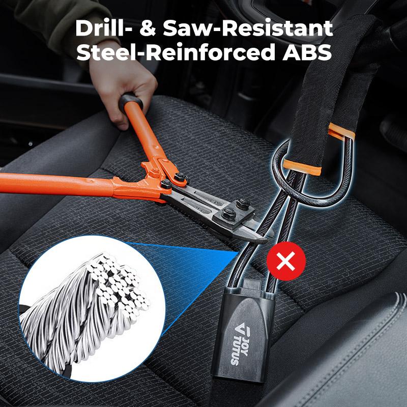 Joytutus Steering Wheel Lock with 3 Keys Universal Anti Theft Car Device for Most Vehicles Trucks SUVs Vans Dashboard Security Deterrent Durable Construction Quick Installation