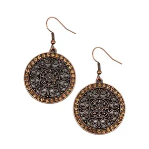 Paparazzi Brass Rhinestone Earrings with Intricate Design and Elegant Hook Closure Sparkling Round Shape Jewelry