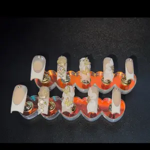 Katelynn Skye Nude Crystal Bloom Rubber Base Gel Press on Nails