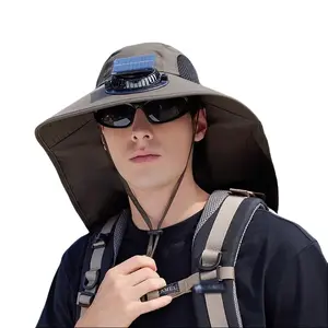 Solar-Powered Cooling Hat with Dual Power Supply - Adjustable Protective Cap for Outdoor Activities with Built-in Fan & Wide Brim for Sun Protection