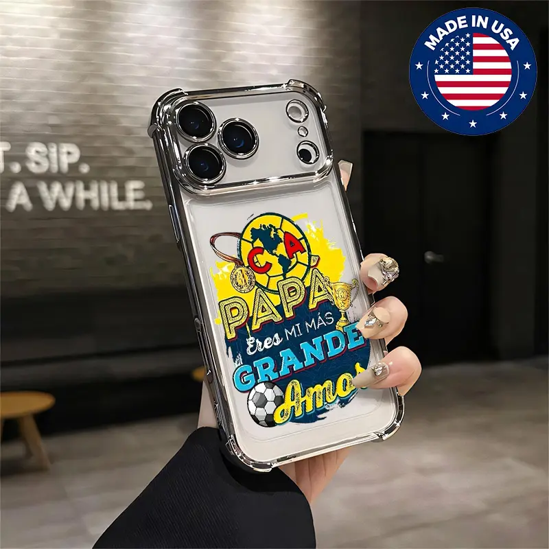 Custom Club América 'Papa Eres Mi Más Grande Amor' Aesthetic Vintage Soft Silicone TPU Smartphone Case, Anti-Drop Shockproof Protection Accessory for iPhone 17-14,13-12,16, Samsung 25-22 Plus Pro Max Ultra
