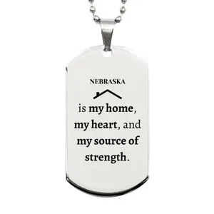 Nebraska is my home Gifts, Lovely Nebraska Birthday Christmas Silver Dog Tag For People from Nebraska, Men, Women, Friends