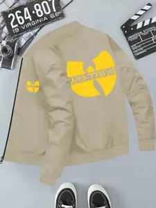 Classic Hip-Hop Group Theme Print Baseball Jacket, American Vintage Style, Spring Fall Casual Outerwear