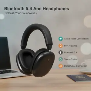 Anjetsun Lightweight Wireless Over-Ear Headphones - Active Noise Cancellation (ANC), Wired & Bluetooth Connectivity, Audio for Travel, Work, TikTok Shop Creator Picks Detachable Connection Adjustable Magnetic tiktokshopcreatorpicks