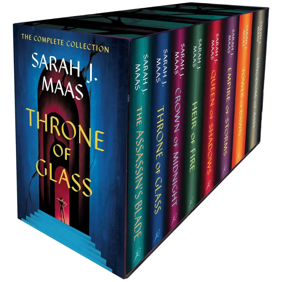 Throne of Glass Hardcover Collector's Set Novel - Celaena Sardothien Series by Sarah J. Maas, Includes All 8 Books, 5008 Pages, 18 lbs, English, Bloomsbury Publishing, Release Date 7-25-2023, for Fantasy Lovers