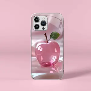 Pink crystal fruit for【iPhone 13 Pro Max】light luxury electroplated glass case, making you different---975