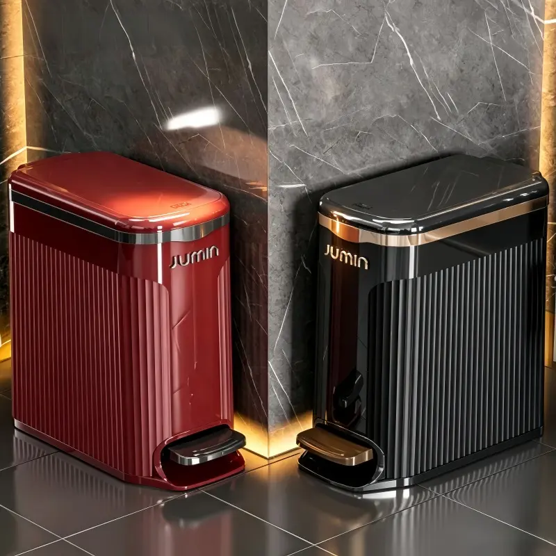 GoldSnake Jumin Modern Trash Can with Step Pedal, Red & Black Options, Compact Design for Home Use, Durable & Easy to Clean
