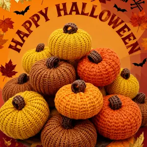 Halloween Decorations Mini Knit Pumpkins Set of 8 In Two Styles And Sizes With Burlap Rope for Fall Tree Halloween Christmas Decor Thanksgiving Decor