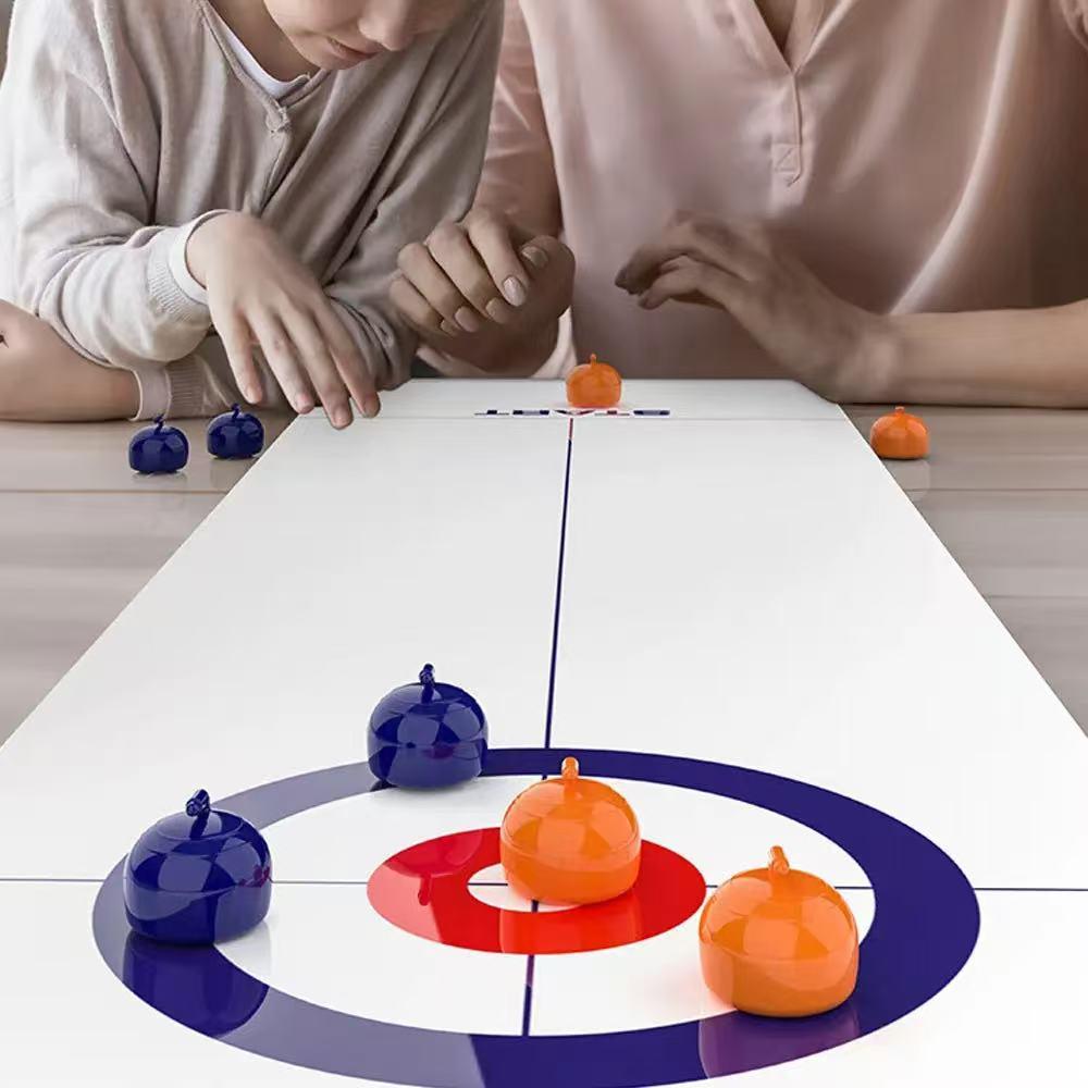 Tabletop Curling Game with 16 Stones, Portable Family Party Board Game