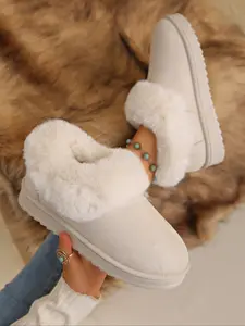 Women’s Thick Sole Snow Boots with Wool Lining, Elegant Ankle Booties for Casual Wear, High Quality Fashion Footwear