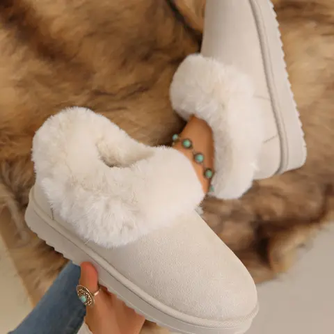 Women’s Thick Sole Snow Boots with Wool Lining, Elegant Ankle Booties, Fashionable Boots for Casual Wear, High Quality Fashion Footwear Shoe, Walking Shoes