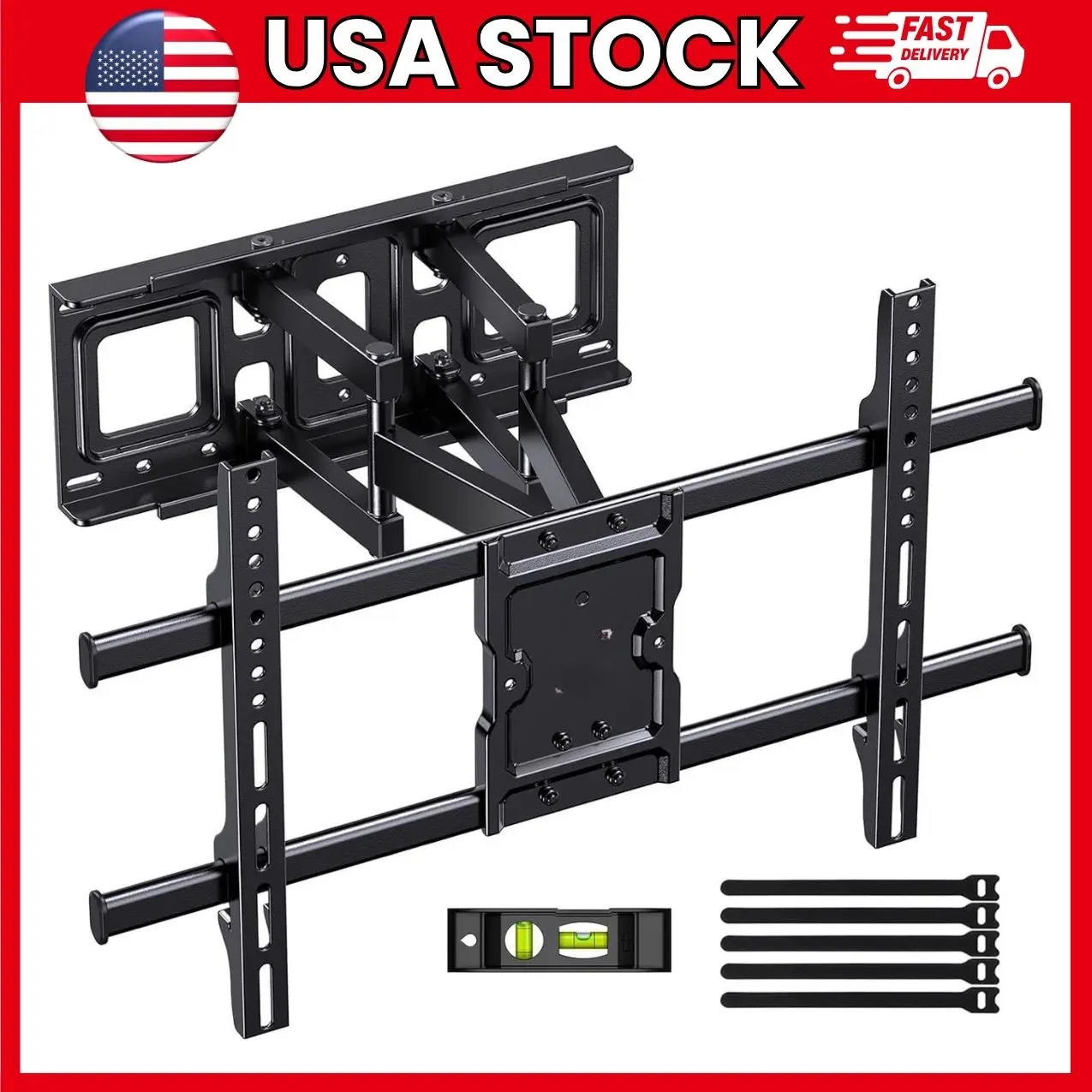 TV Wall Mount, Full Motion Articulating TV Bracket with Swivel and Tilt, for 37 to 84 in. TVs, VESA 200 x 100 to 600 x 400 mm, 132 lb Capacity | tv wall mount,full motion tv mount,tv wall bracket,swivel tv mount