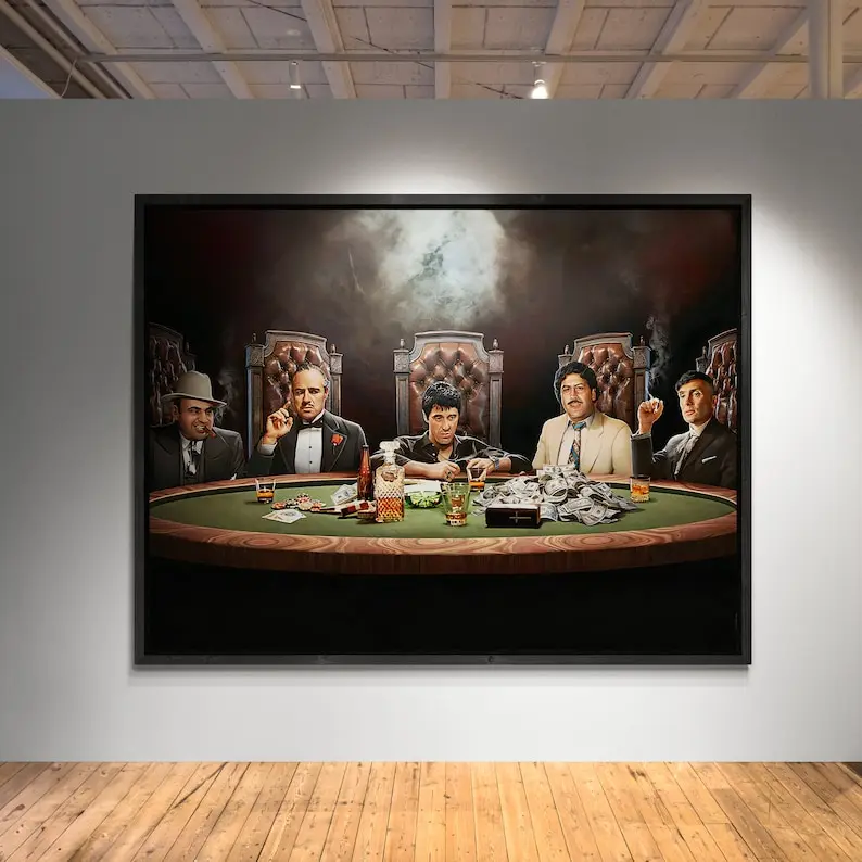 Last Supper Gangsters Wall Art, Famous Actors Mafia Decor, Movie Poster for Stylish Spaces. Vintage Art