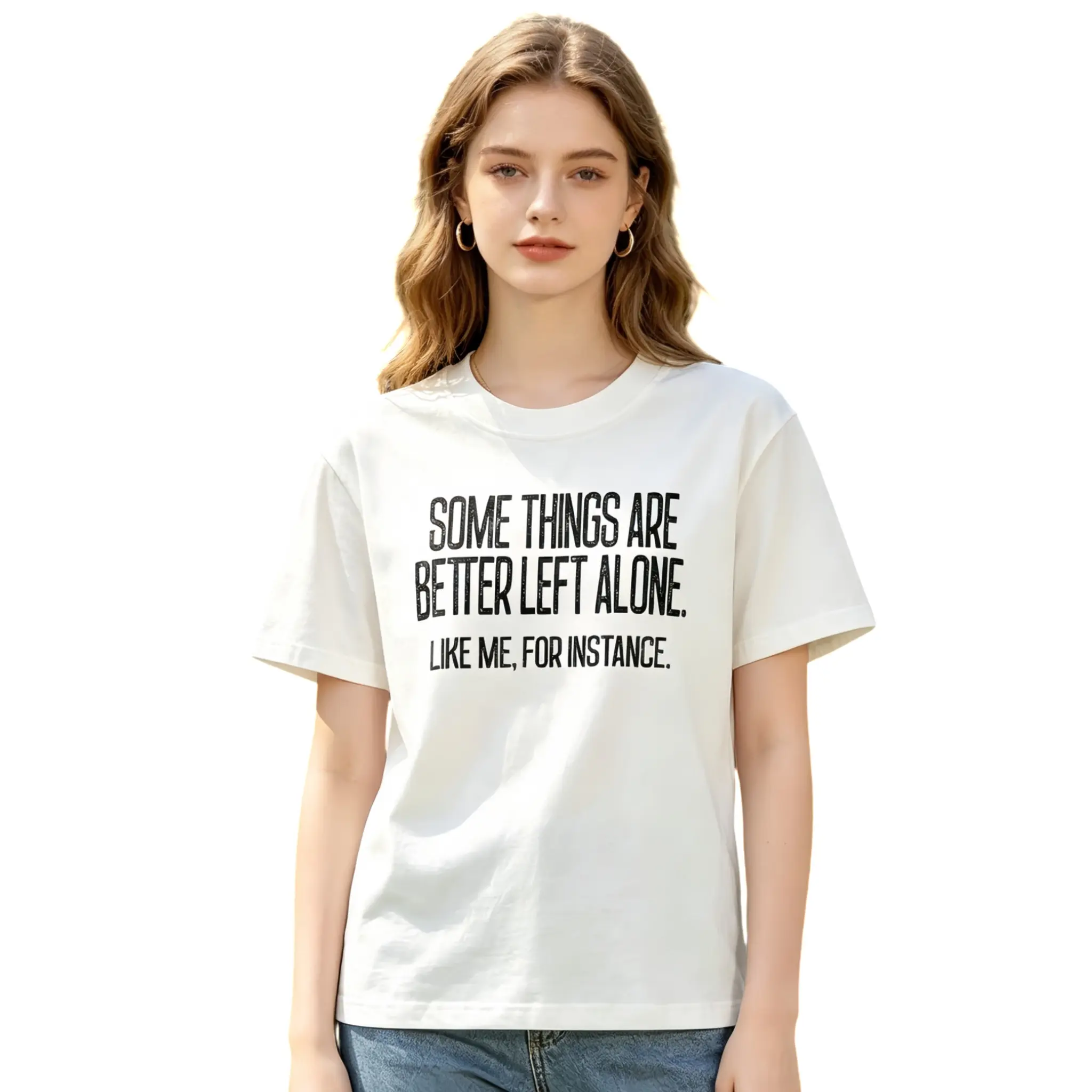 Lady's 100% Cotton Fitted Short Sleeve Digital Print T-Shirt - Funny Sarcastic 'Some Things Are Better Left Unsaid...' Graphic Top, Casual Round Neck Style