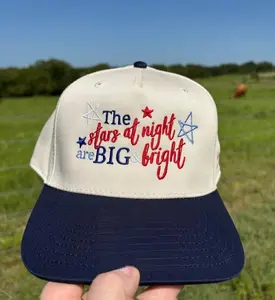 Texas Anthem Hat - Fitted 5-Panel Cap with "The Stars at Night are Big & Bright" Design, Adjustable Plastic Snap Closure, Structured Front Panel, and 4 Eyelets for Ventilation country hats Trucker