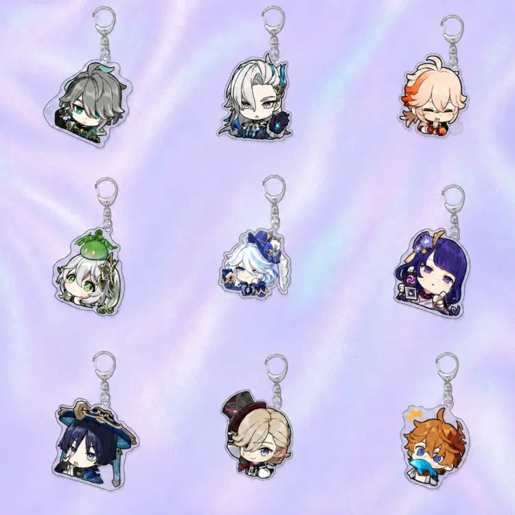 Fantasy Anime Acrylic Keychain, Genshin Impact Keychain Cute Character Keyring Gift
