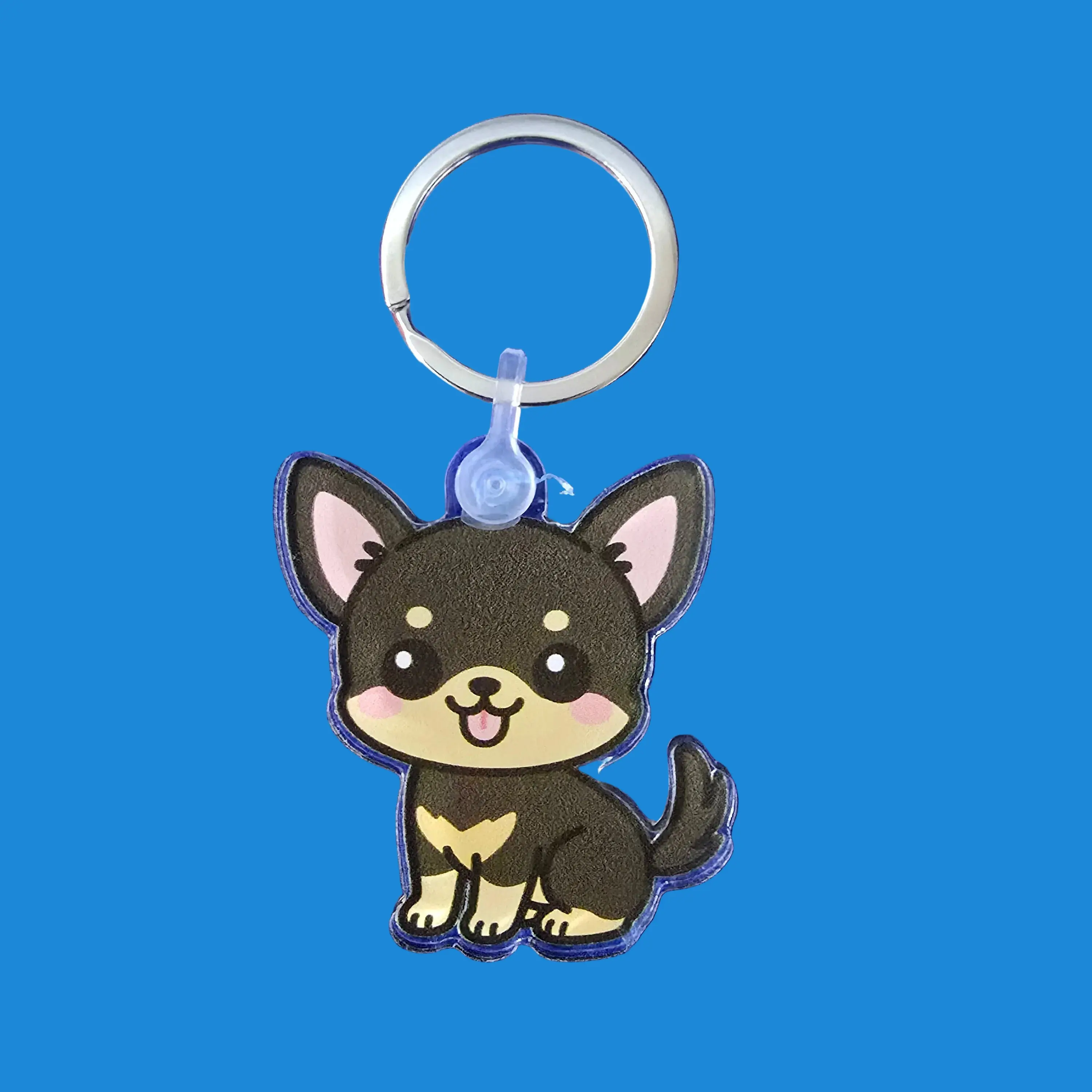 Chihuahua Black and Tan Kawaii Style - Acrylic Keychain