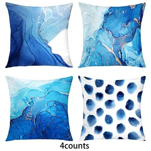 Abstract Marble & Dot Pattern Cushion Cover, 4 Counts/set Square Throw Pillow Cover without Filler, Household Decoration Supplies for Home Living Room Bedroom