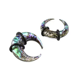 Pair Abalone Shell Pinchers Horseshoes 00g 0g 2g 4g 6g 8g Ear Plugs Tapers