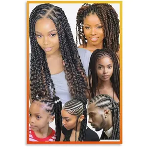 African Braiding Hair Poster Barbershop Posters  Canvas Wall Art Printing Modern Aesthetics Home Office Living Room Bedroom Room Aesthetics Decoration