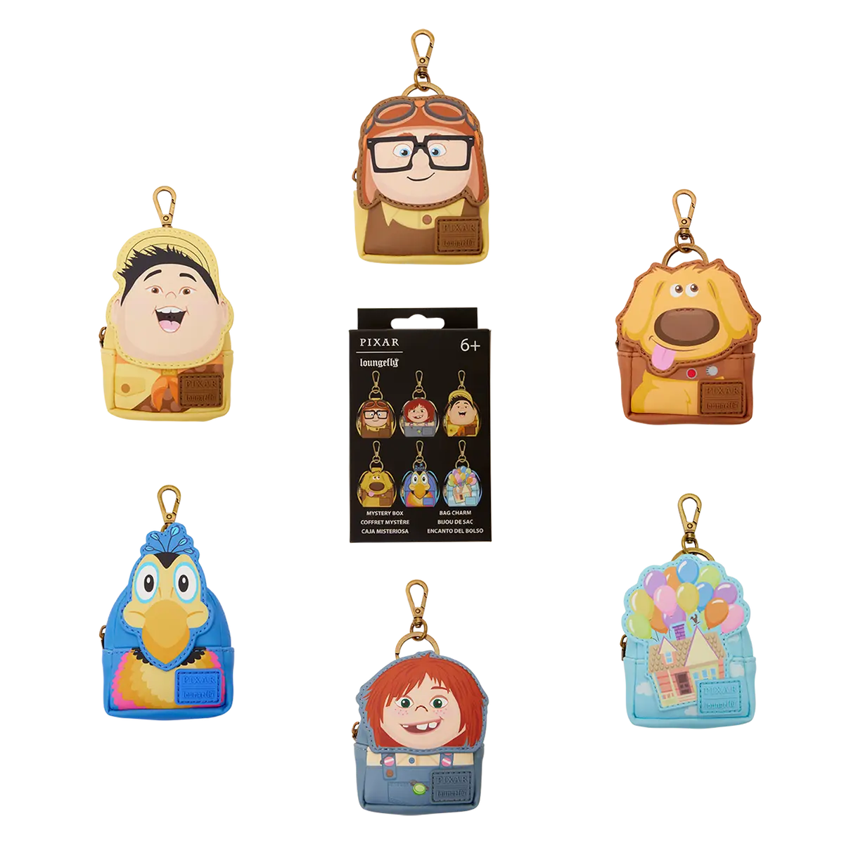 Loungefly Disney Pixar Up Collectible Mystery Blind Box, Polyurethane Mini Backpack Style Keychain Bag Charm with Zippered Compartment, Mini Handbag Charms & Twillies