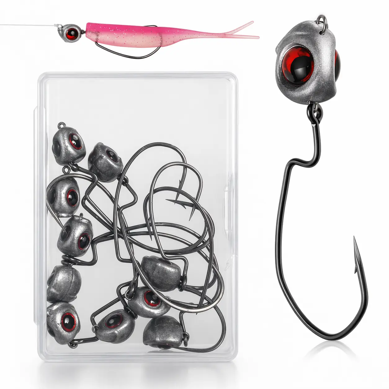 10PCS Swimbait Jig Head Ned Rig Jig Heads Weedless Jig Heads with 3/0 Texas Rig Hooks for Bass Fishing