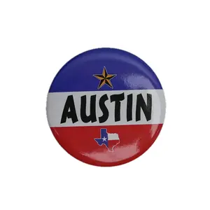 Austin Map & Star with Colors Magnet - Texas Flag Colors Star and State Outline Design Featuring Magnets Decor