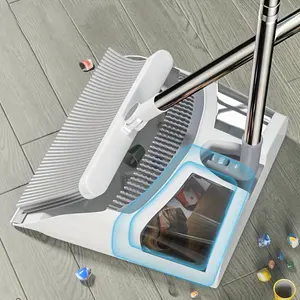 New Luxury Folding Broom and Dustpan Set with Large Capacity - Suitable for Living Room Bedroom Outdoor Kitchen Patio - Plastic Handle