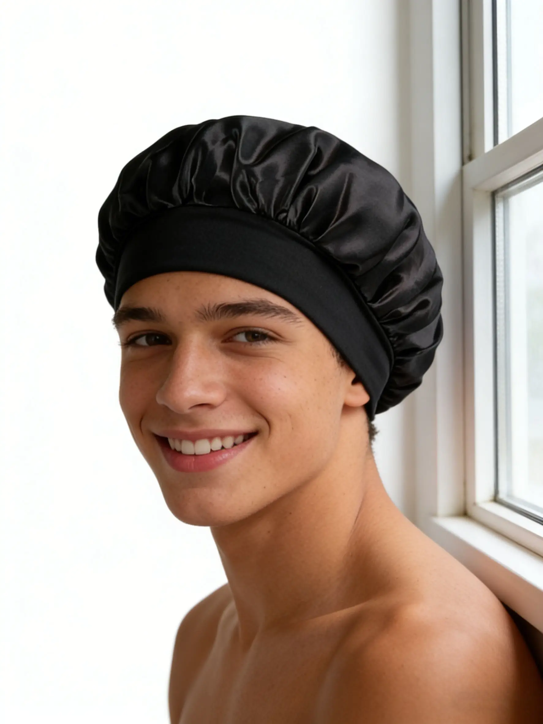 Comfortable Sleep Cap, Soft Satin Lining Silk Sleep Hat, Smooth Satin Daily Hat, Hair Care Anti-Frizz, Curly Hair, Curl & Braid Styling, Haircare, Versatile Usage, Smooth Texture