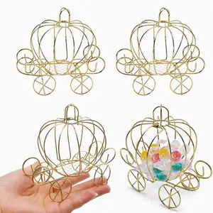 4Packed Mini Cinderella Carriage Candy Box Halloween Pumpkin Candy Holder Halloween Party Decorations Plated Pumpkin Carriage Centerpiece for Wedding Birthday Party Table Centerpiece Decor, Halloween Decor, Festive Display, Decorative Holder cake charm Su