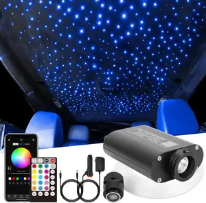16W 260pcs 0.03in 6.5ft Car Use Bluetooth RGBW LED Fiber Optic Light Starlight Headliner Light Kit APP&Remote Music Mode Optical Fiber +Adapter+Cigarette Lighter for Car/Ceiling