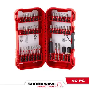 SHOCKWAVE Impact Duty Alloy Steel Screw Driver Drill Bit Set (40-Piece) - High-Quality Tool for Effective and Durable Performance