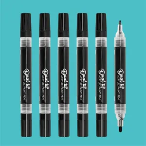 Dual Tip   Pens, Medium Tip and Extra Fine Tip, Water Based  &  Ink, Assorted Colors (6 Black Color)