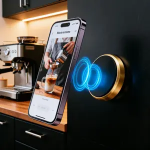 Ultra-Thin Round Magnetic Phone Stand, Aluminum Alloy, Strong Magnet, Office/car/desktop/kitchen/gym Use, Invisible Design, Portable