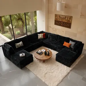【9 Packages】95-143 Inch Modular Couch Sectionals with 2 Ottomans, Big Comfy Cloud Couches, L/U Shaped 9 Seat Modular Sectional Sofa, Modern Cloud Sectional Couches for Living Room, Deep Seat Sofa