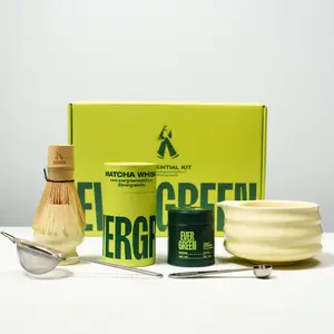 Evergreen Essential Matcha Kit with Matcha Bowl Whisk Holder Bamboo Whisk Sifter and Spoon for Home Matcha Ritual