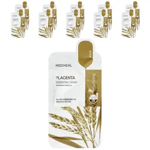 MEDIHEAL Placenta, Essential Beauty Mask, 10 Sheets, 0.81 fl oz (24 ml) Each