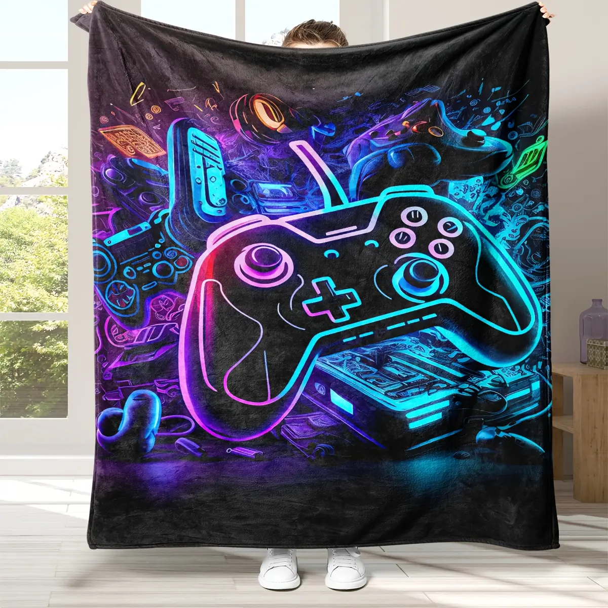 1pc Gaming Blanket Comfortable Gamer Gift Throw Blanket Game Room Decor Plush Blanket Suitable for Bedroom Sofa Perfect Gamer Gift