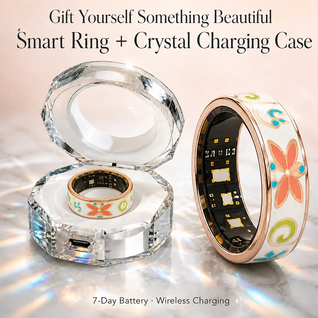Color Enamels Craftsmanship Smart Ring for Women Sleep Monitoring Blood Oxygen Measurement Blood Pressure Multi-sports Modes remote photo