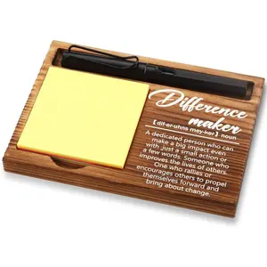Appreciation Gifts for Women, Difference Maker Gifts for Women, Inspirational Office Decor Present for , Wooden Notepad Pen Holder With Inspirational Quotes,16.5 x 12 x 1.5 cm,XXN6
