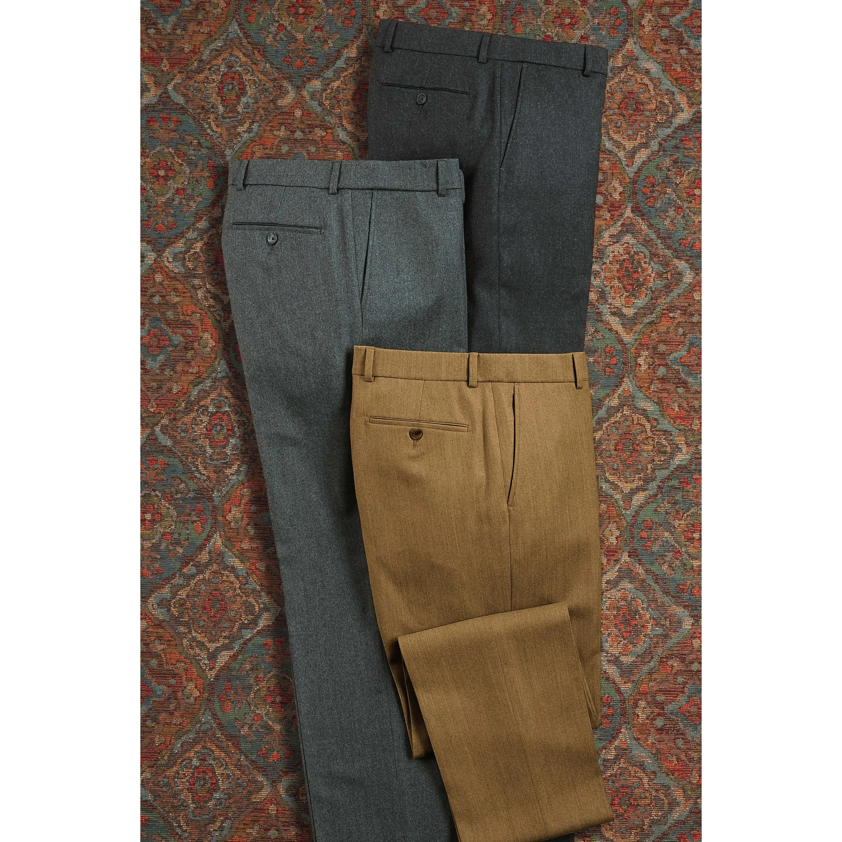 Men's Traditional Italian Menswear Reserve Comfort "EZE" Cashmere Blend Flannel Trouser Pants
