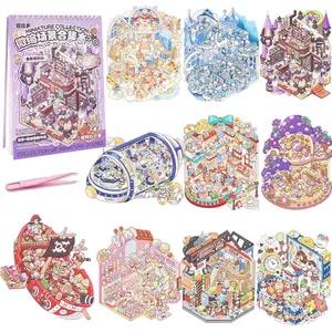 Mother's Day Gift  10 Sets Big Size DIY 3D Sticker Scene Collection Book 3D Sticker Scene Miniature Therapy Stickers for Relief Stress