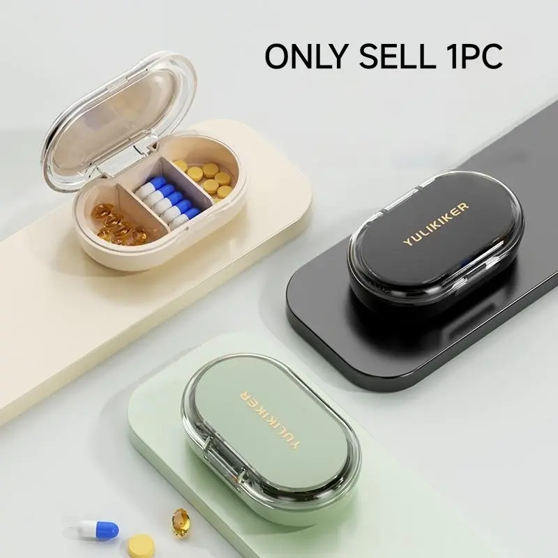 Portable Three-Compartment Medication Organizer, Moisture-Resistant Travel Pill Box, Ideal for Vitamins, Drugs, Fish Oil Supplements, Medical Organizer, Vitamin Dispenser
