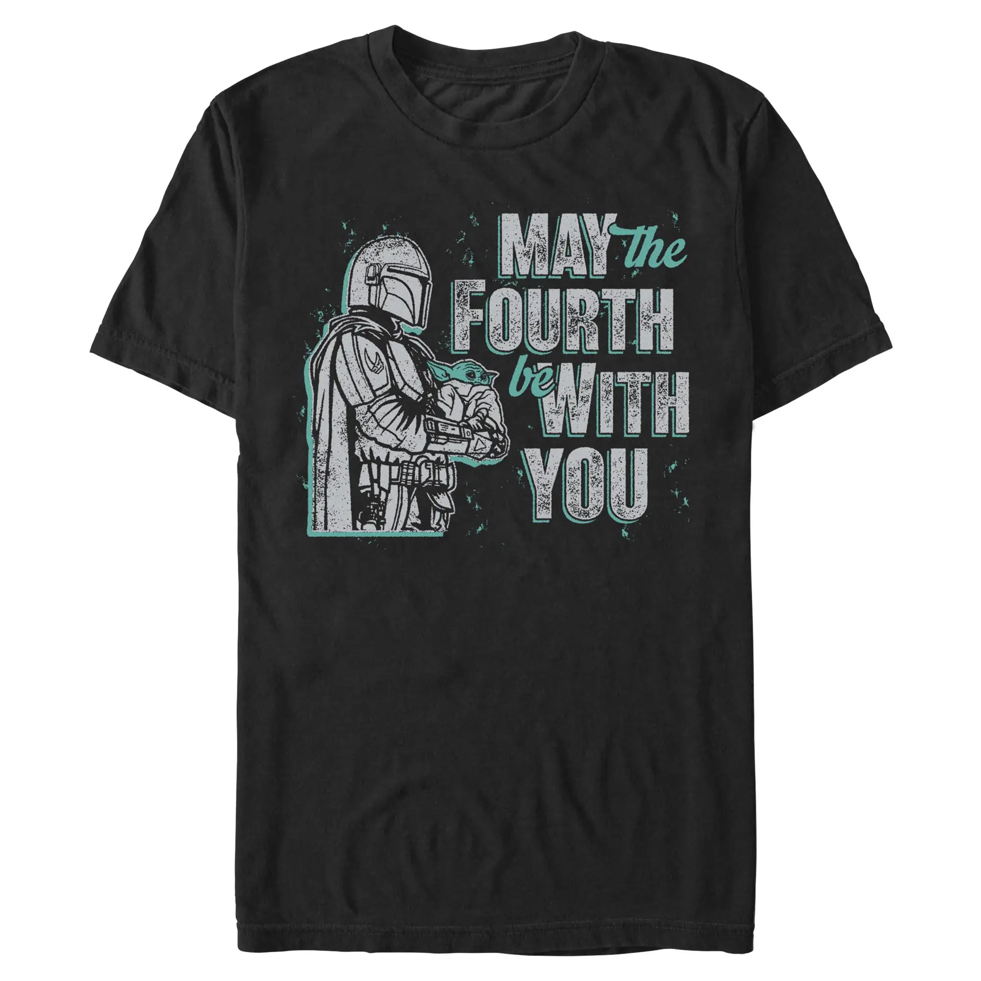 Mens Star Wars: The Mandalorian Distressed Mando And Grogu May The Fourth T Shirt