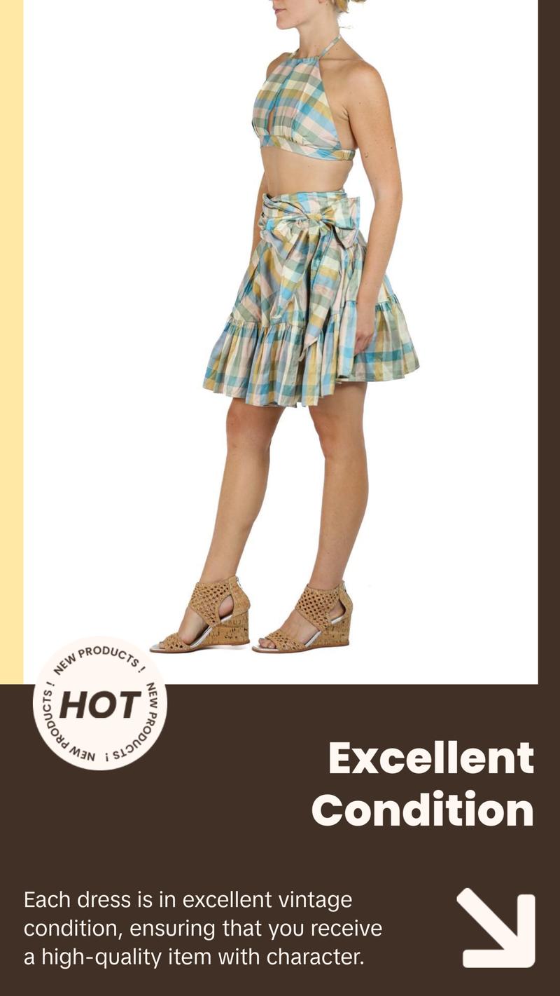 Morphew Collection Mixed Pastels Silk Taffeta Plaid Denise Dress