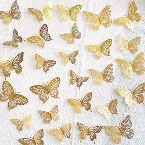 72pcs Sparkling Butterfly Paper Cake Decorations, Cake Top & Dessert Table Decor, Tropical Party Cupcake & Wall Decor, Birthday Wedding Anniversaries, Ornaments
